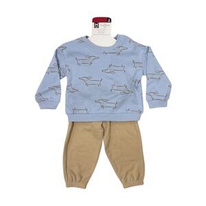Member's Mark Boy's 2 Piece Easy Pull On Long Sleeve & Pant Playwear Set - Blue